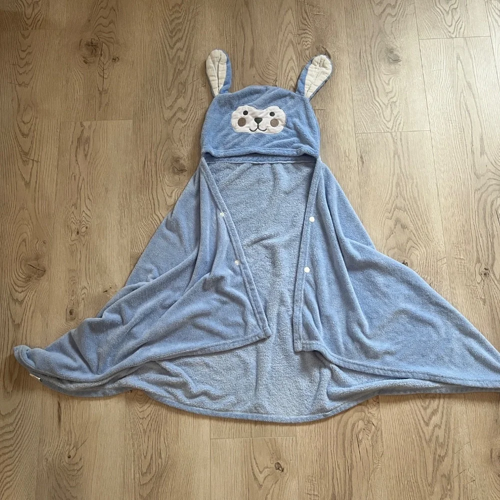 Kids Bath Towel Hood Fleece Bathrobe Quick Dry Hooded Blue Poncho for Children